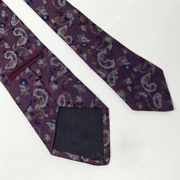 ALEXANDER JULIAN HAND MADE SILK TIE PURPLE SATIN PAISLEY JACQUARD 4" X 55" - Picture 3 of 3